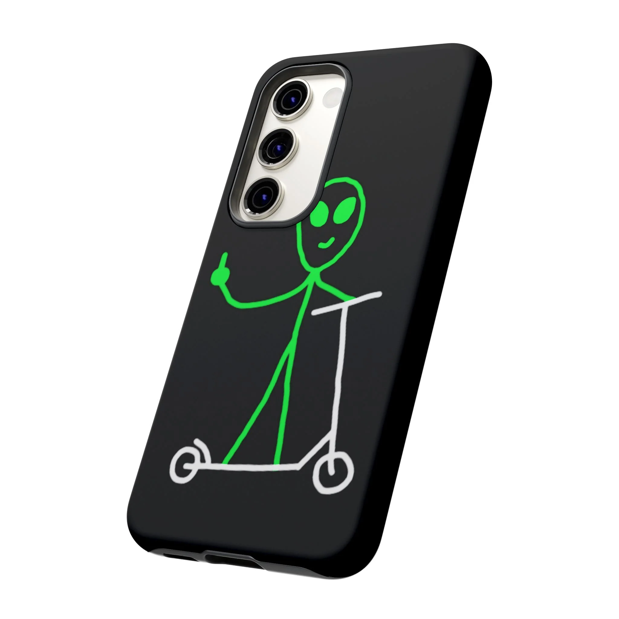 Alien on a Scooter Phone Case (Black) - Image 141