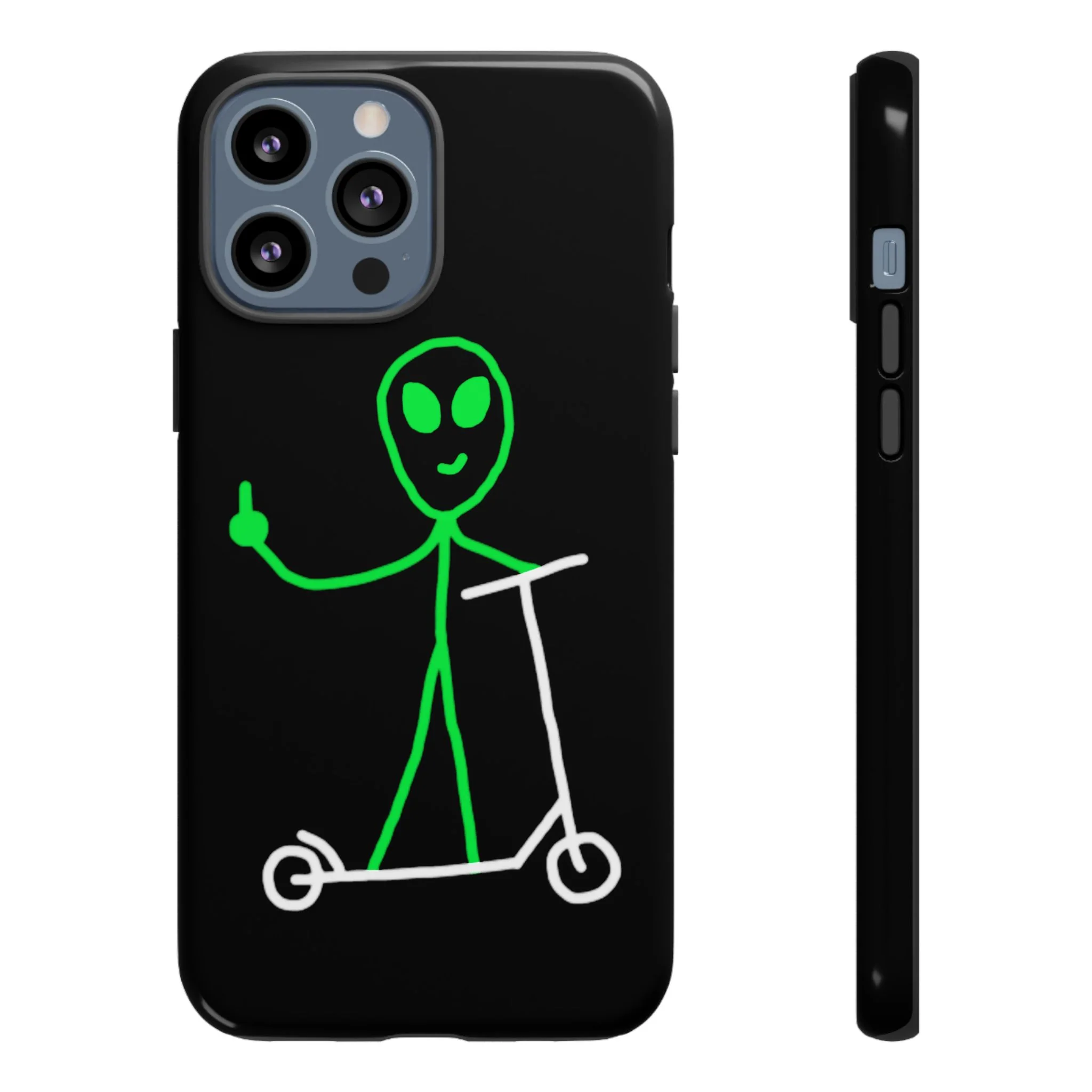 Alien on a Scooter Phone Case (Black) - Image 36