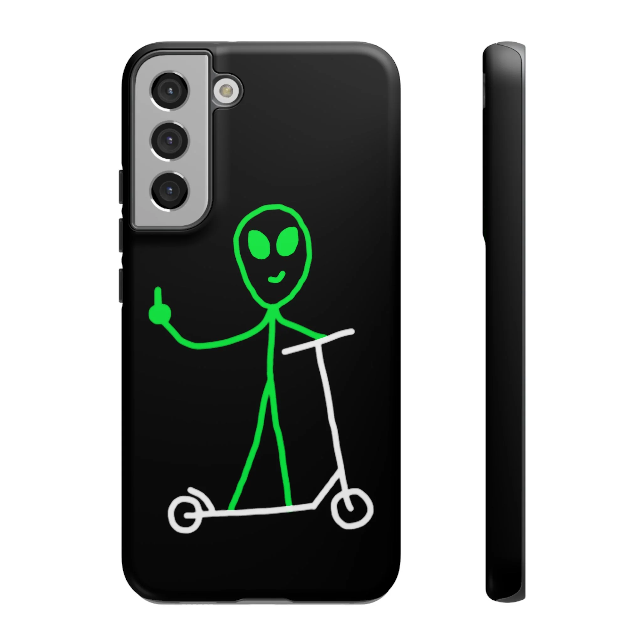 Alien on a Scooter Phone Case (Black) - Image 55