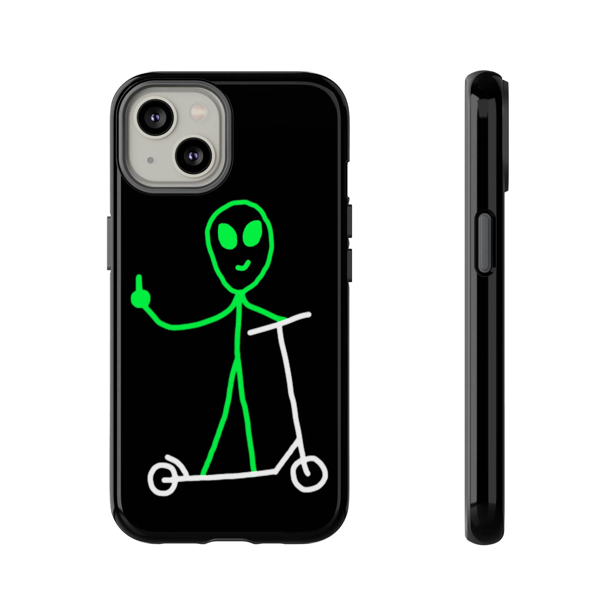 Alien on a Scooter Phone Case (Black) - Image 58