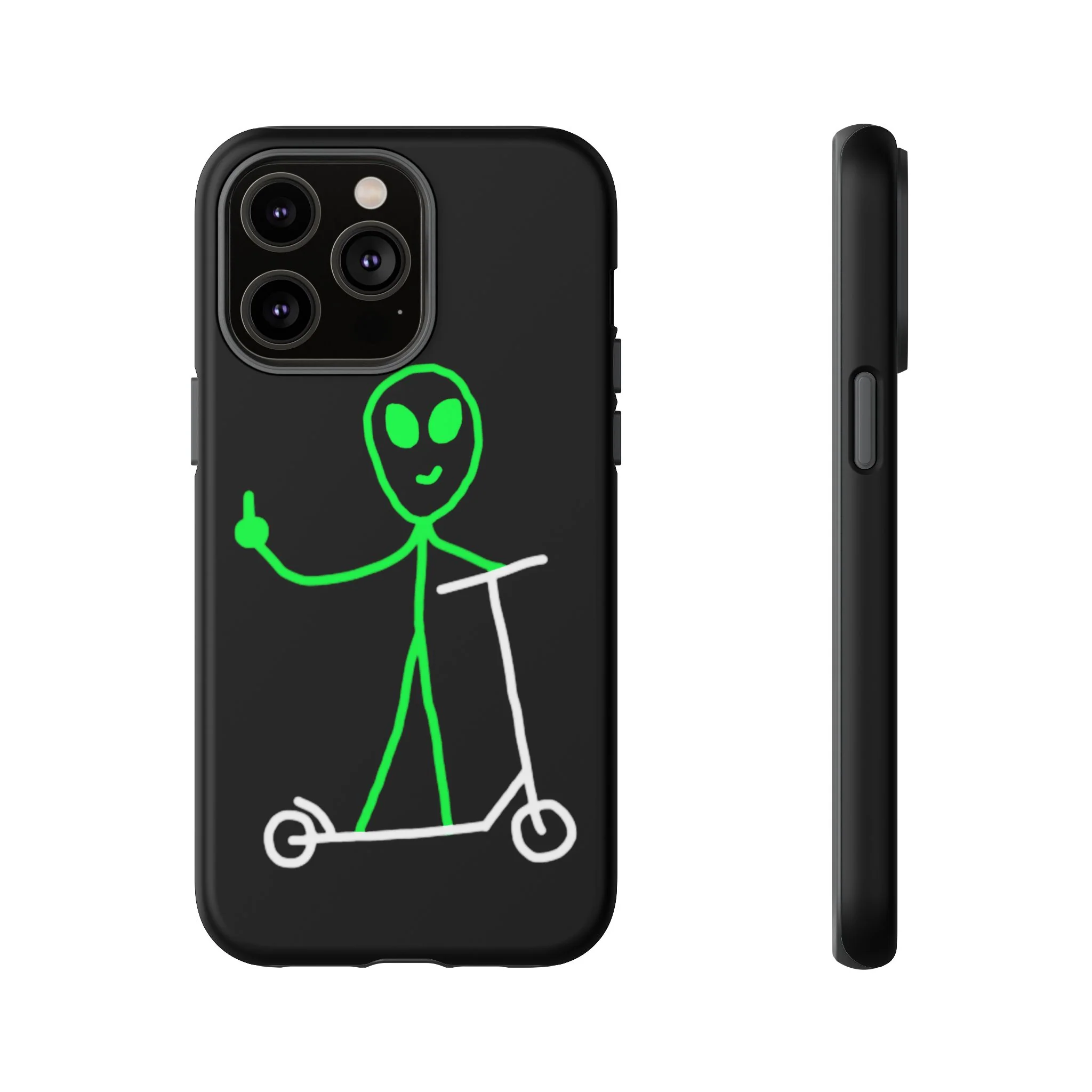 Alien on a Scooter Phone Case (Black) - Image 65