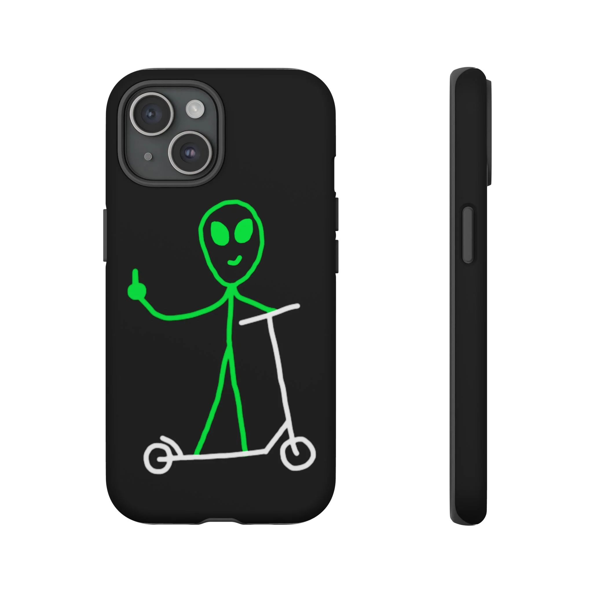 Alien on a Scooter Phone Case (Black) - Image 77