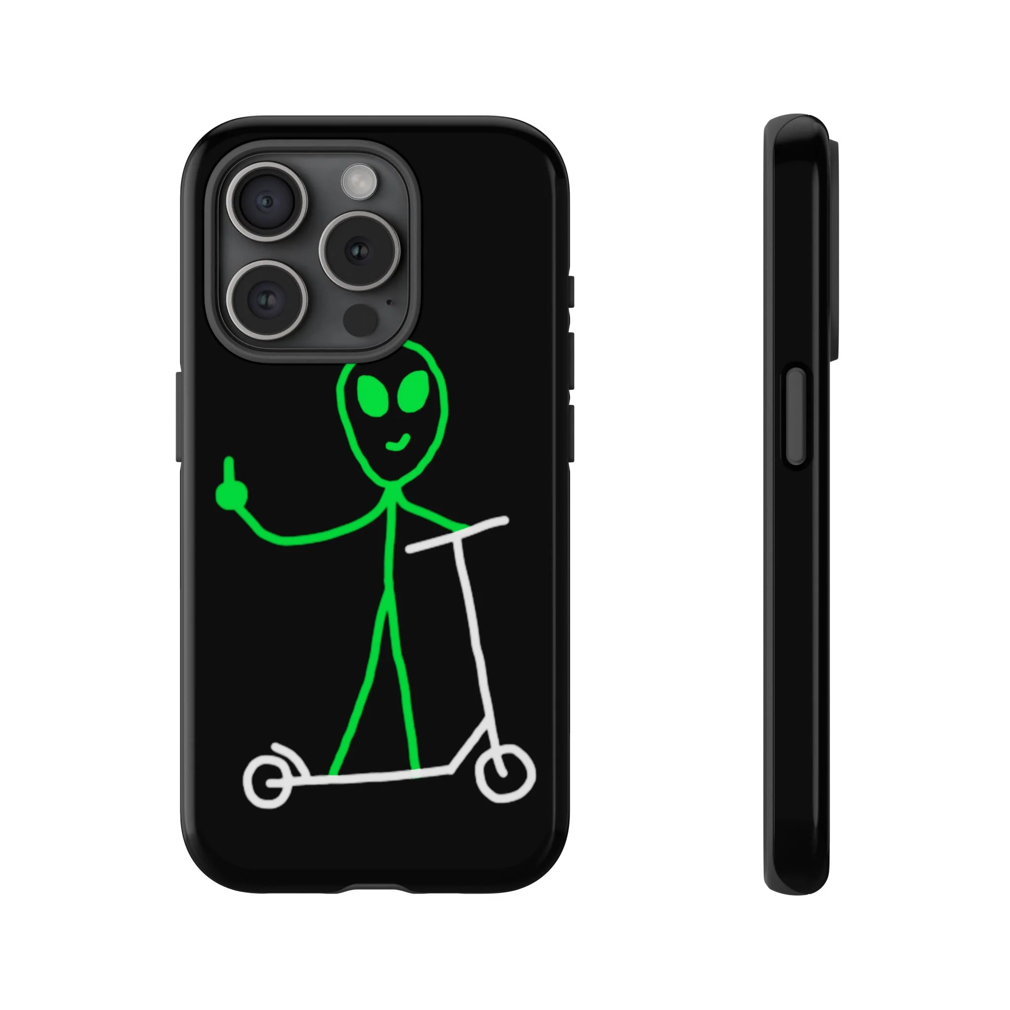 Alien on a Scooter Phone Case (Black) - Image 79