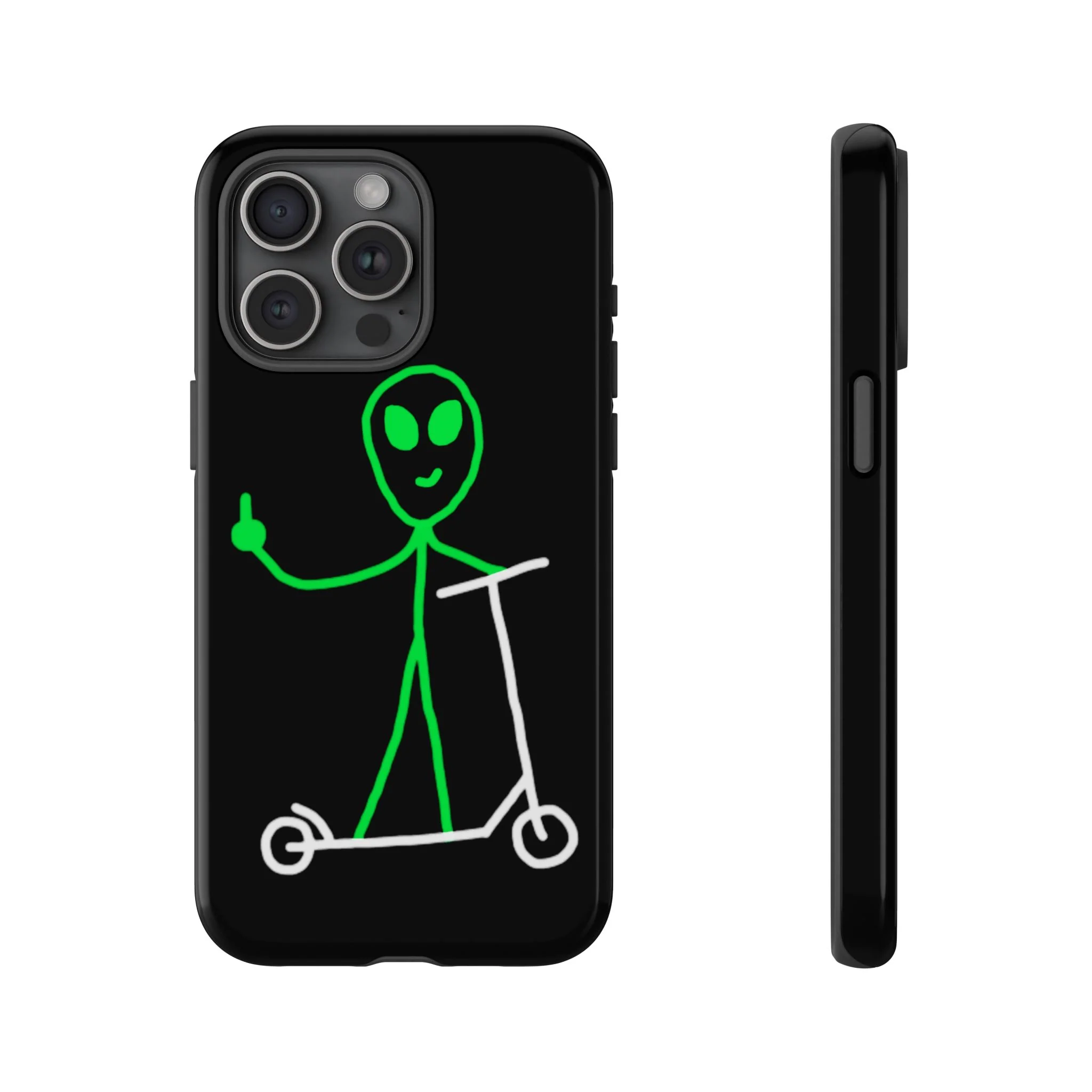 Alien on a Scooter Phone Case (Black) - Image 81