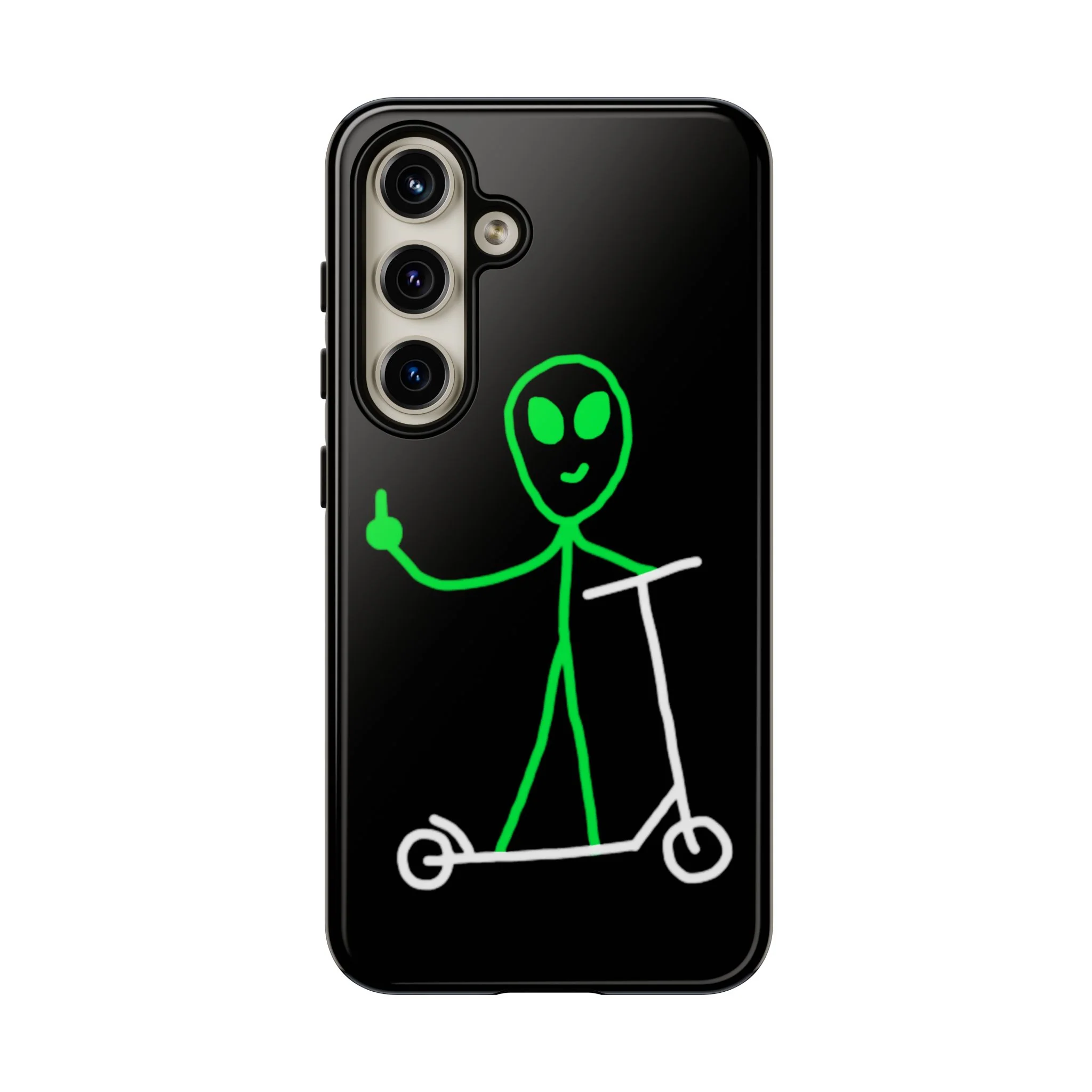 Alien on a Scooter Phone Case (Black) - Image 83