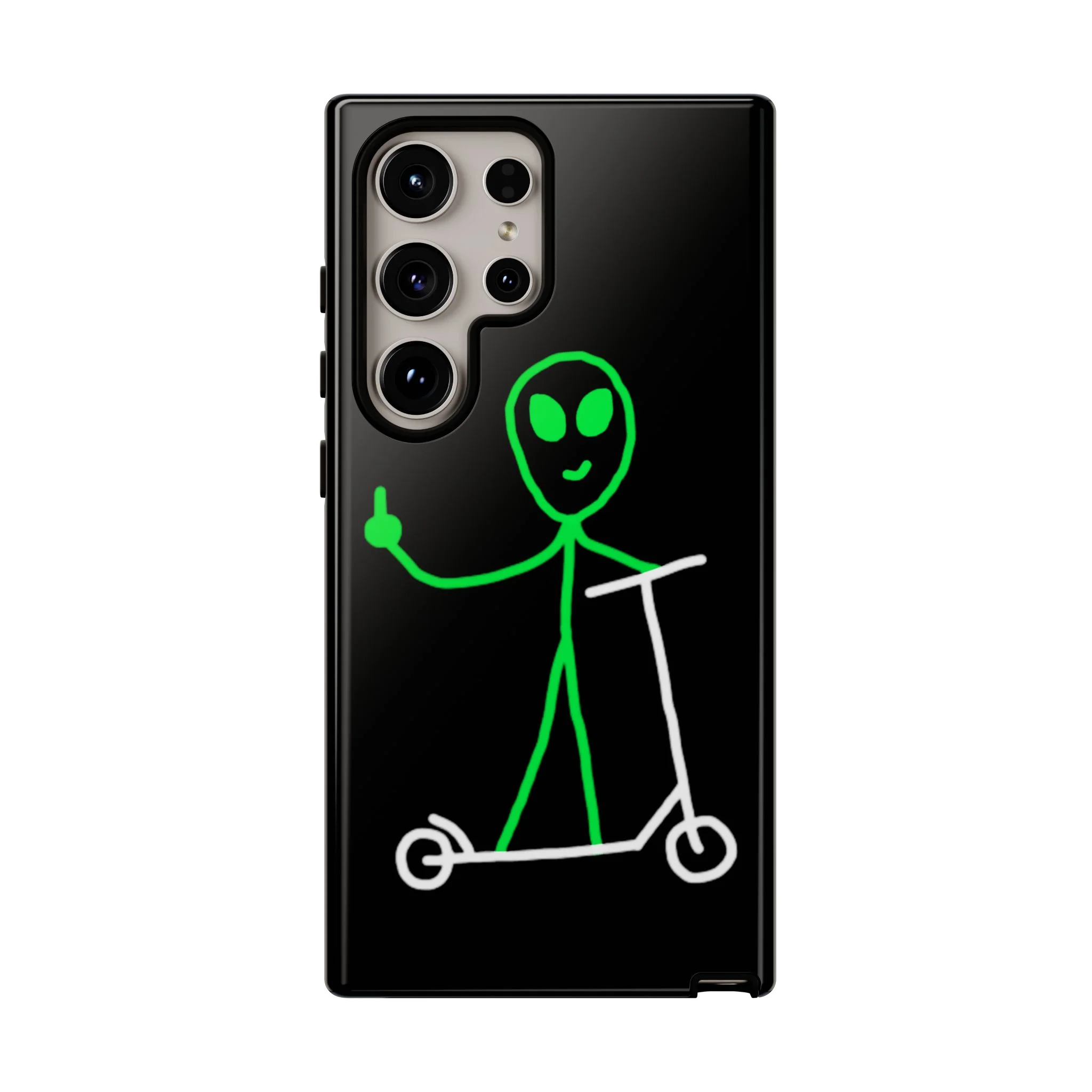 Alien on a Scooter Phone Case (Black) - Image 87