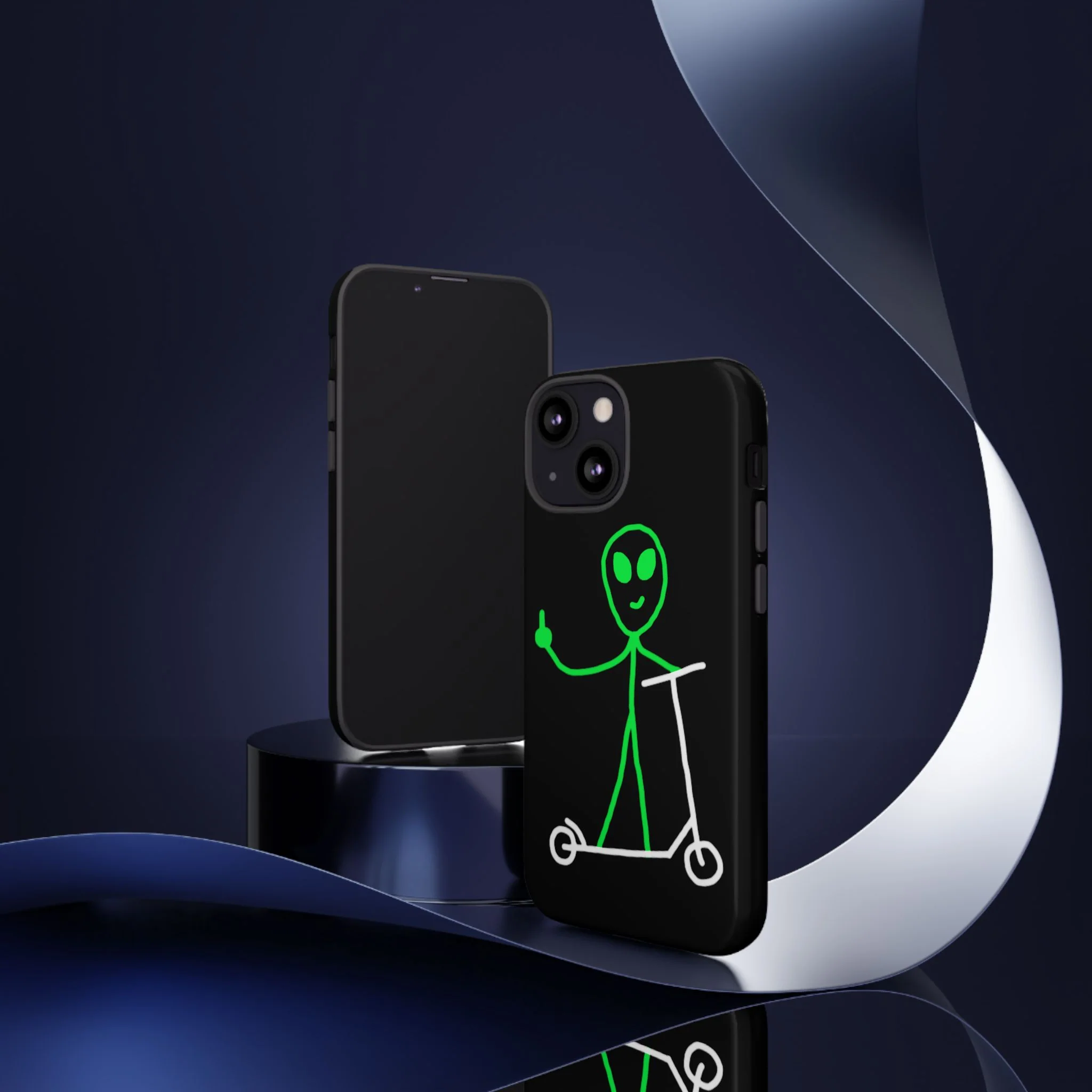 Alien on a Scooter Phone Case (Black) - Image 97