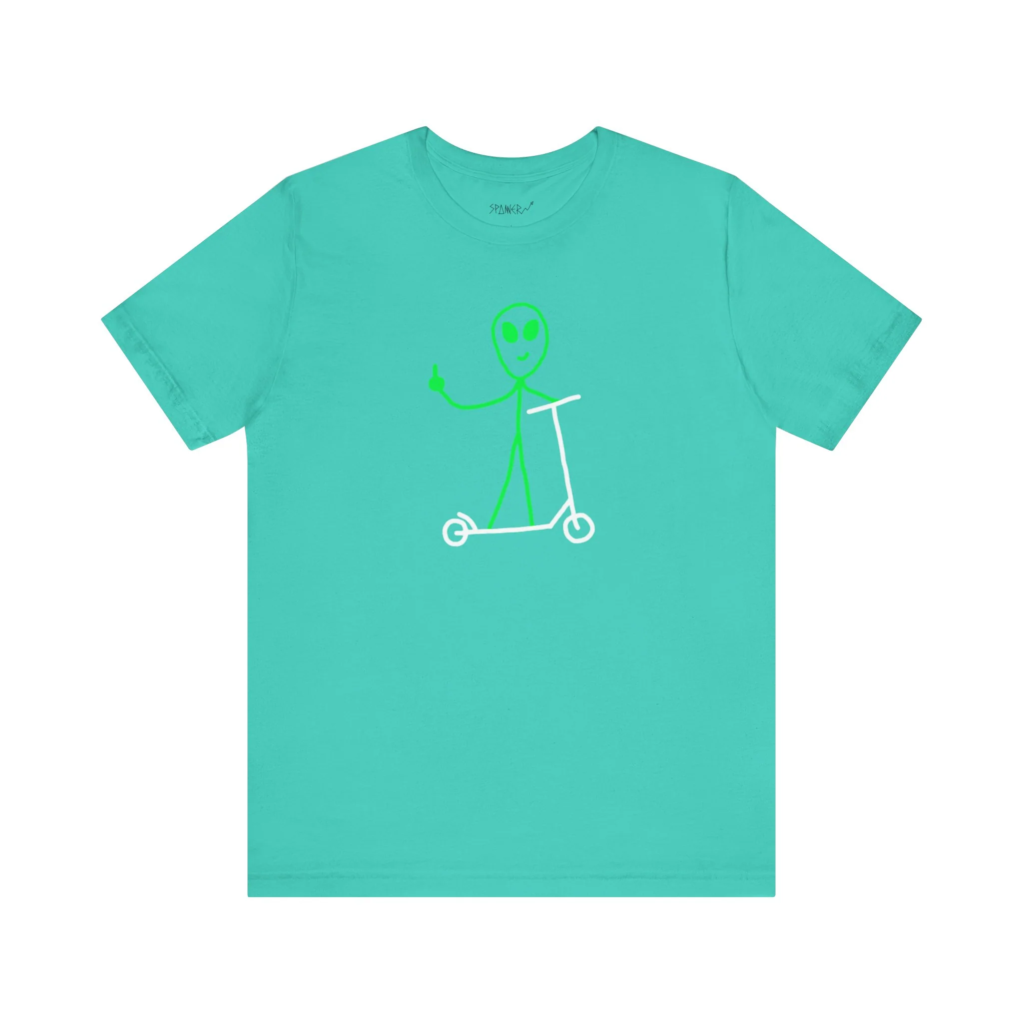Alien on a Scooter T-shirt (Adults) - Image 8