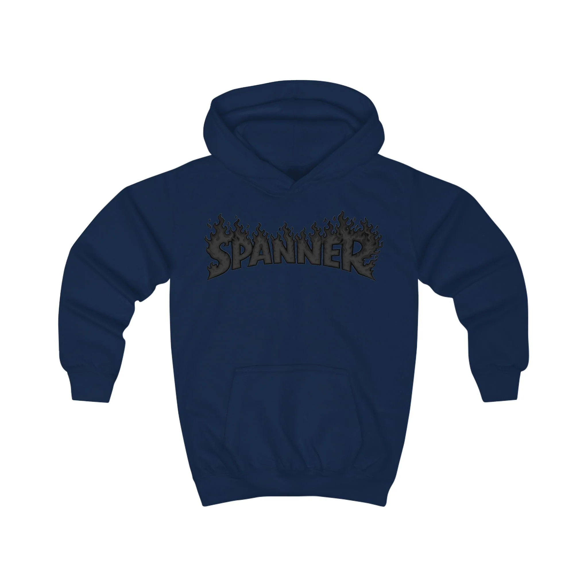 Black Spanner on Fire Hoodie (Kids) - Image 5