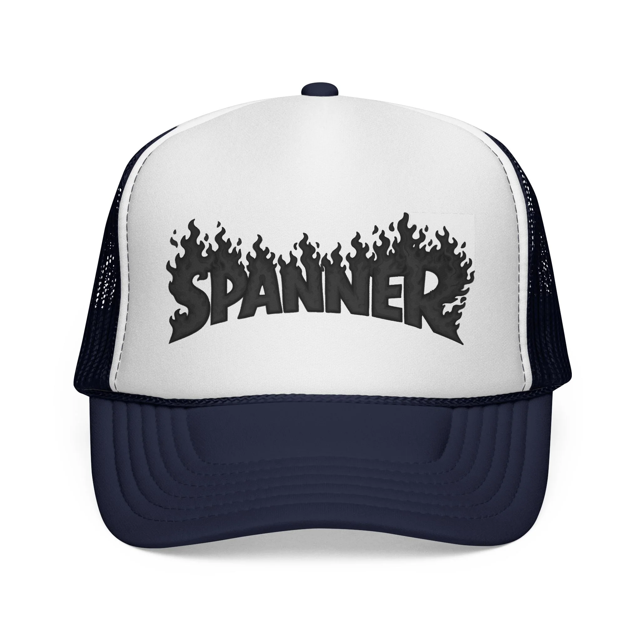 Spanner On Fire (Black) Trucker Hat - Image 4