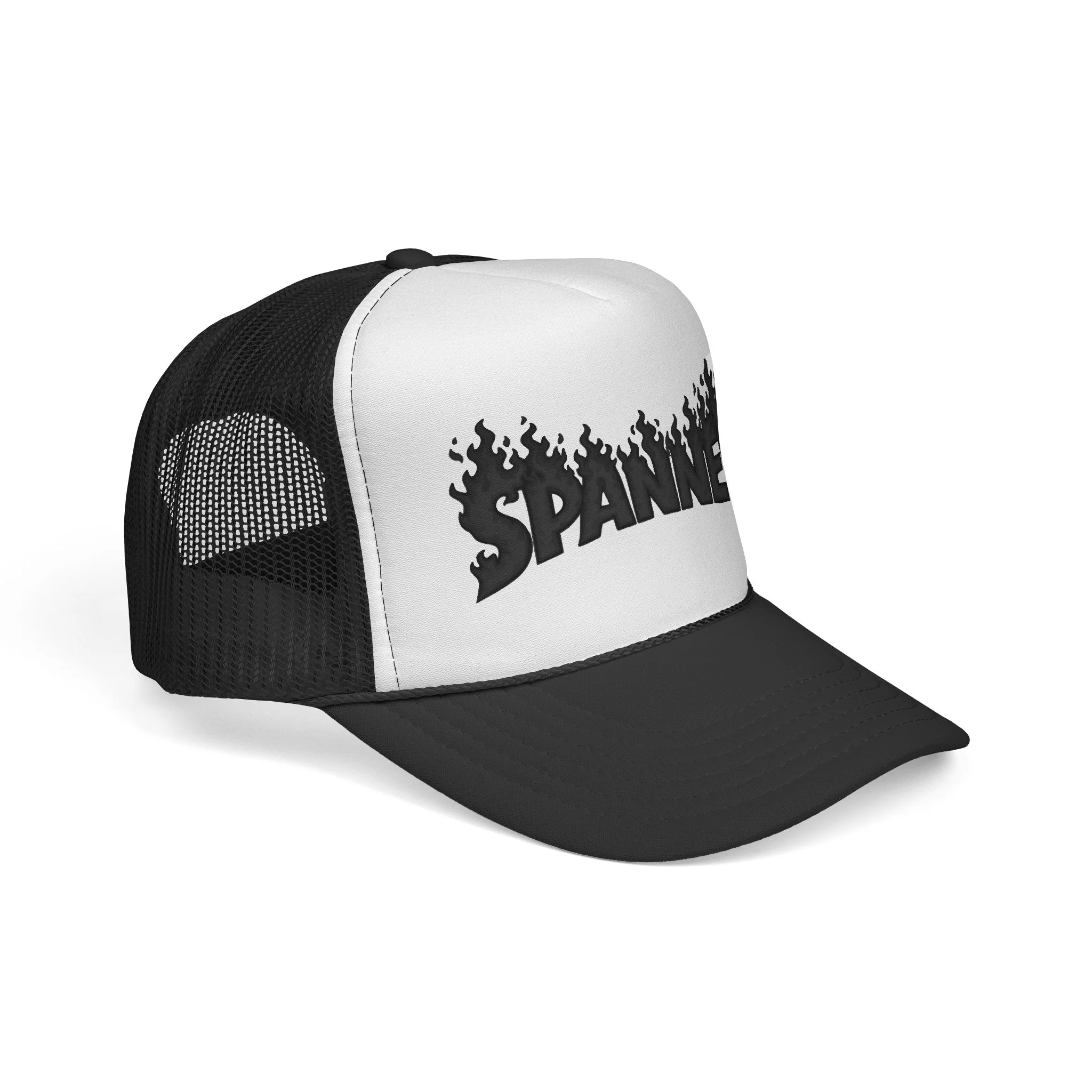 Spanner On Fire (Black) Trucker Hat - Image 6